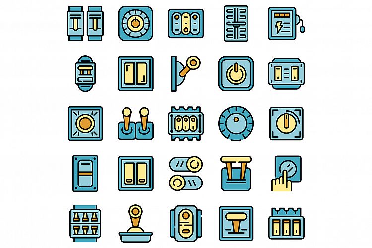 Breaker switch icons set vector flat example image 1