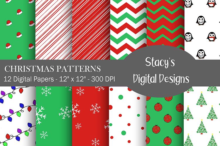 Christmas Patterns - 12 Digital Papers