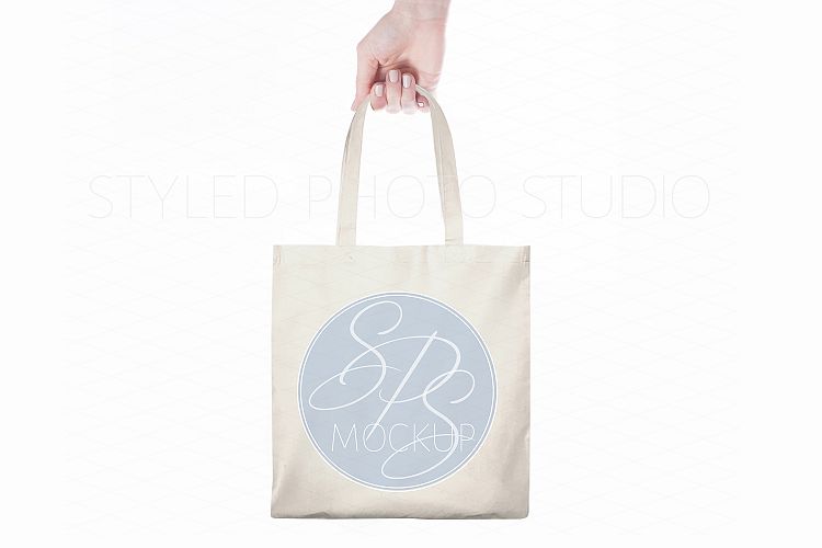 Canvas Tote Bag Mockup, Hand holding tote