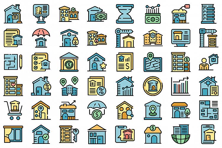 Property investments icons set vector flat example image 1