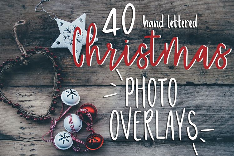 40 Christmas Photo Overlays + FREE symbols font