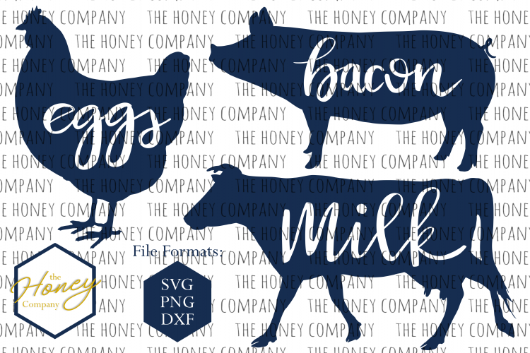 Farmhouse SVG PNG DXF Signs Hand Lettered Cow Pig Chicken Milk Bacon Eggs Download Silhouette Cricut Cut Files Cutting Machine Vector