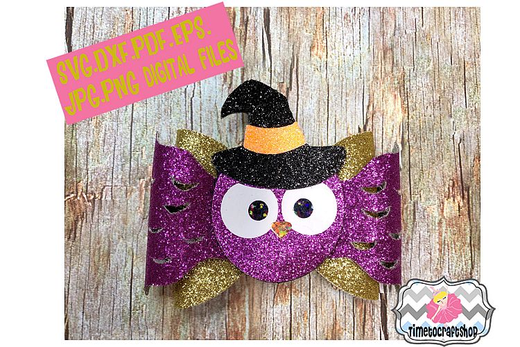 Halloween Owl Witch Hat Hair Bow Template