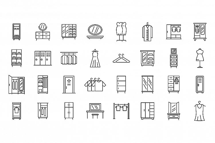 Dressing room icons set, outline style example image 1