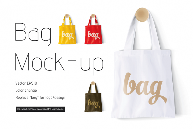 Vector Mock-up Mockup Template Cotton Paper Bag