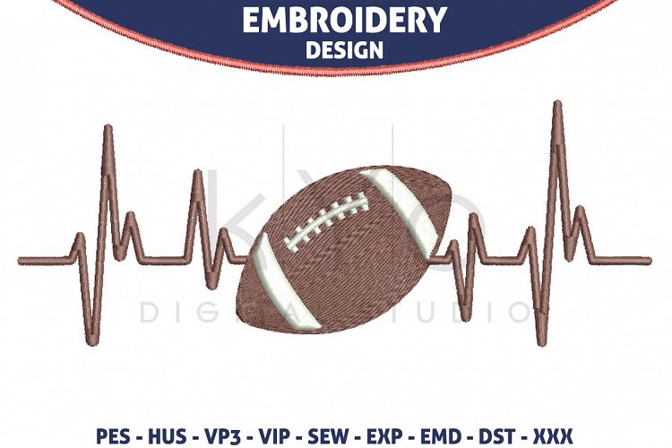 American Football Heartbeats HUS VP3 EXP VIP PES Embroidery files, American football Embroidery design files