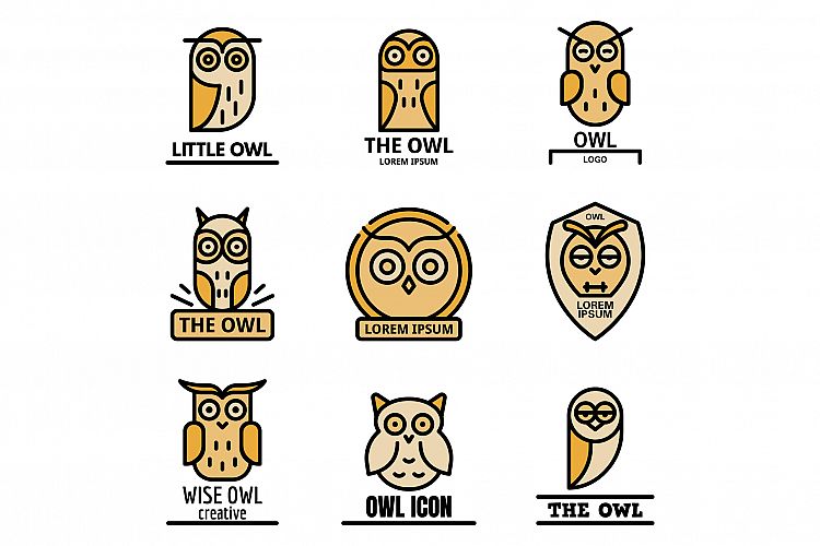 Owl logo set vector flat