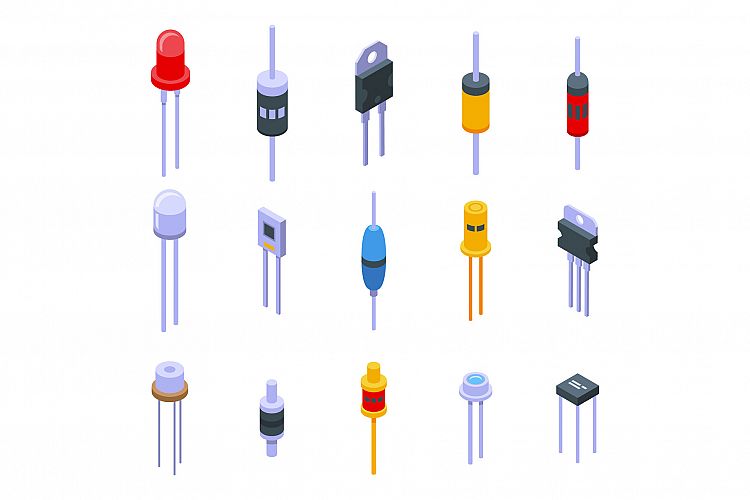 Diode icons set, isometric style example image 1