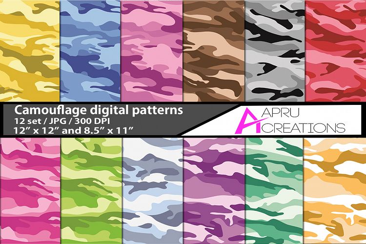 camouflage digital papers, camouflage pattern, digital papers, high quality 300 dpi, 12 x 12 inch , and 8.5 x 11 inch