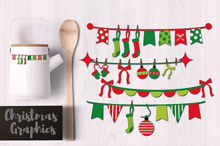 Christmas Pennant Bunting Banners Clip art Graphics