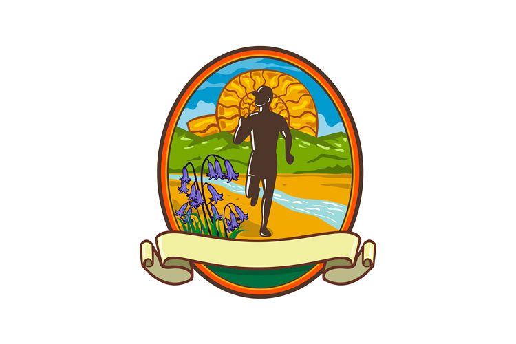 Fun Run Bluebells and Ammonite Oval Retro