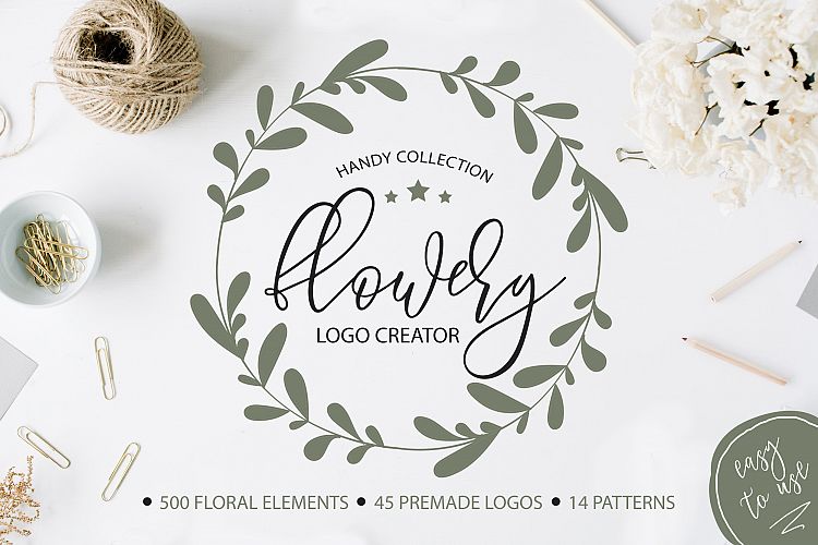 Flowery Logo Creator. Botanical elements