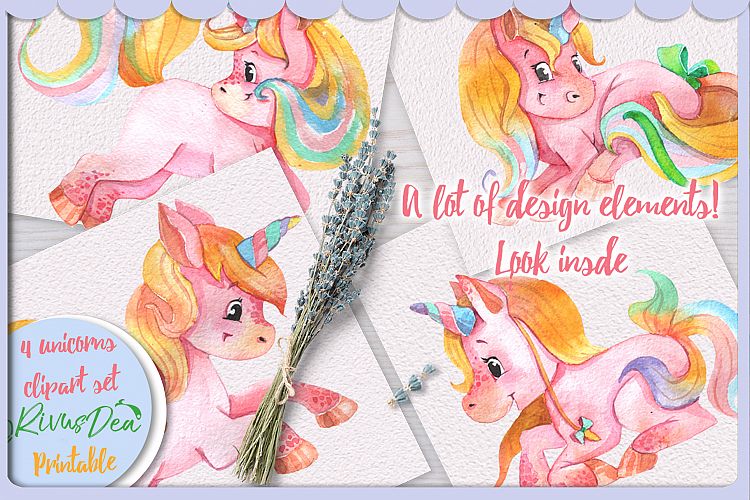 Unicorn party clipart set