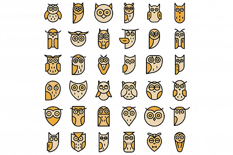 Owl icons set vector flat example image 1
