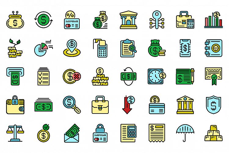 Bank icons set vector flat example image 1