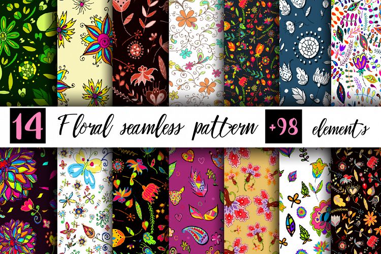 Floral seamless set 1.