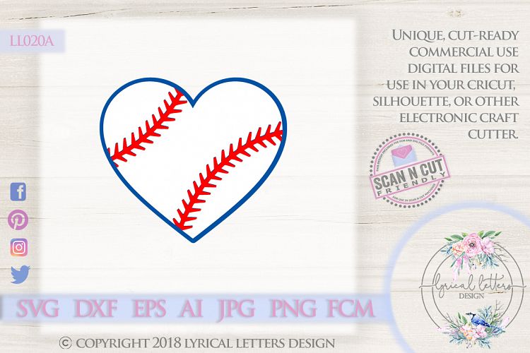 Baseball Heart SVG DXF Cut File LL020A