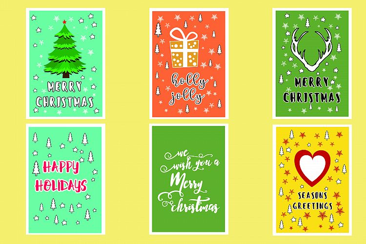 AA25-Christmas Greetings cards 6 Designs - SVG Bundle