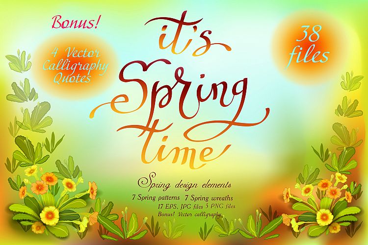 Spring Floral Wreaths & Patterns Set