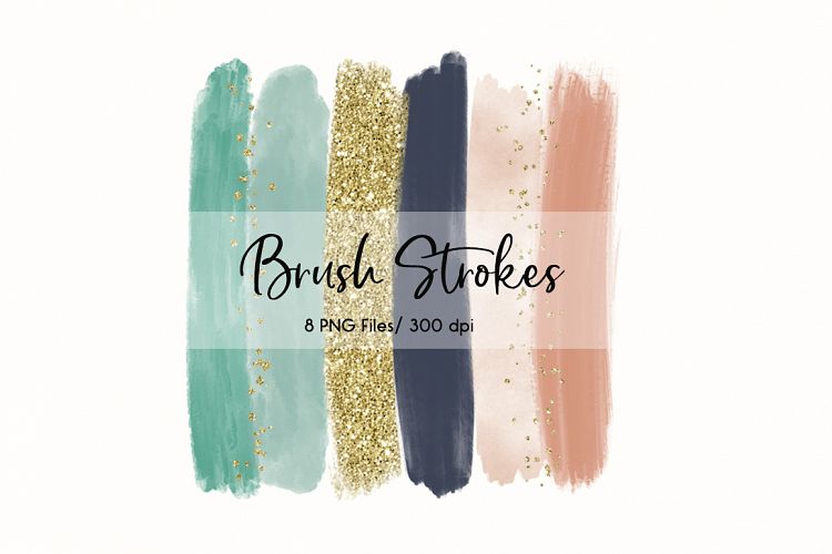 Brush Strokes Clip Art (Mint & Navy)