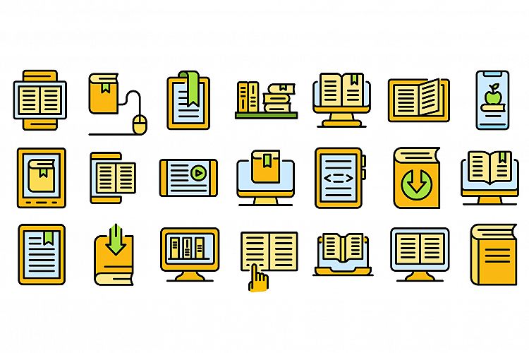 Ebook icons set vector flat example image 1