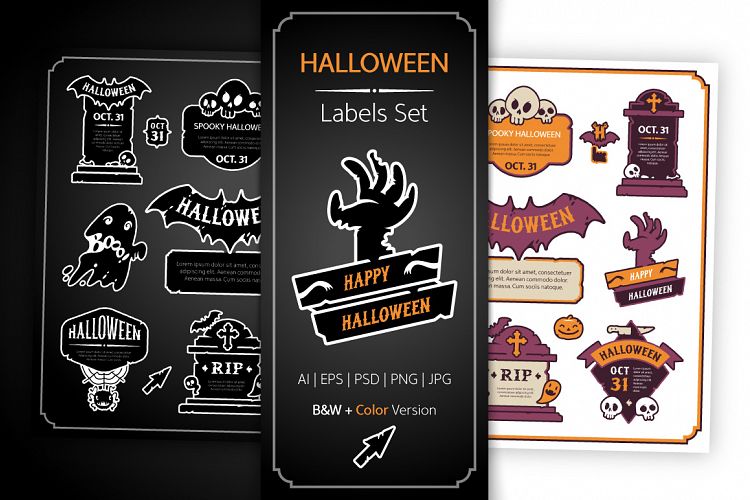 Halloween Design Labels Set