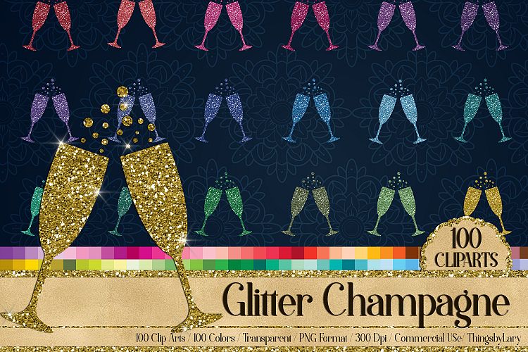 100 Glitter Champagne Glass, Glitter Wedding Christmas Party