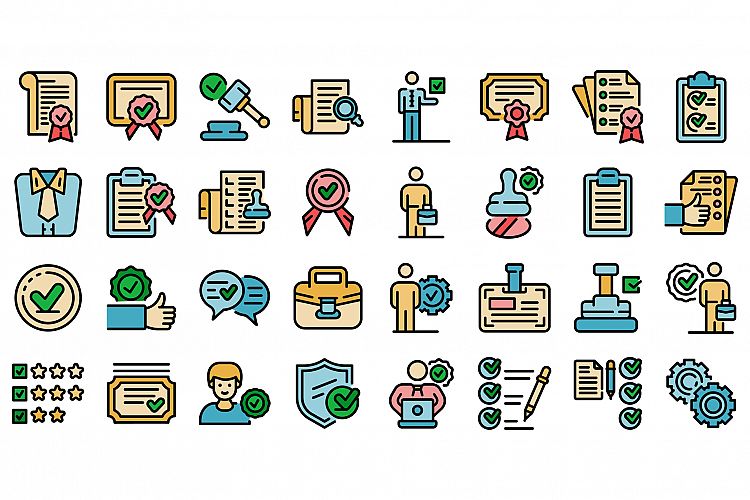 Quality assurance icons set vector flat example image 1