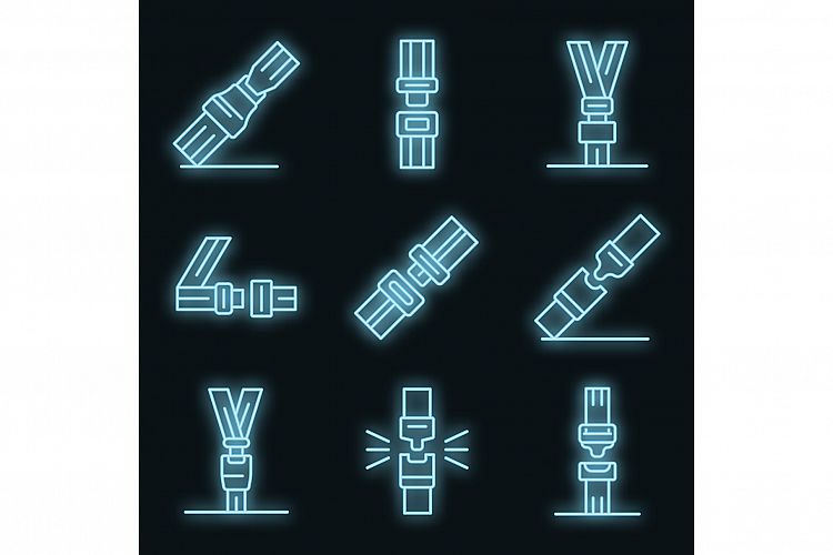 Seatbelt icons set vector neon