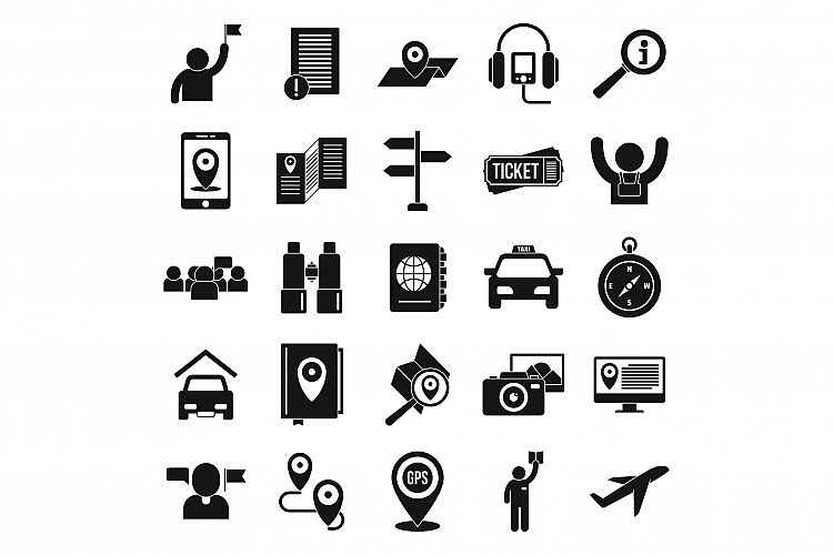 Guide icons set, simple style example image 1