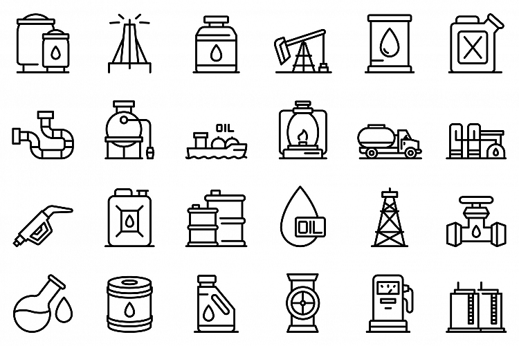 Kerosene icons set, outline style example image 1
