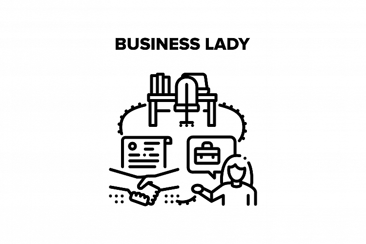 Business Lady Vector Black Illustration example image 1