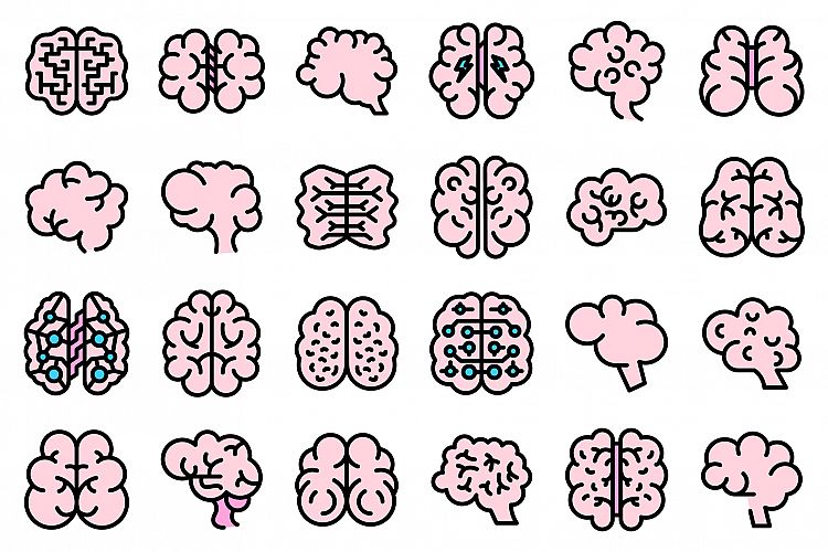 Human brain icons set vector flat