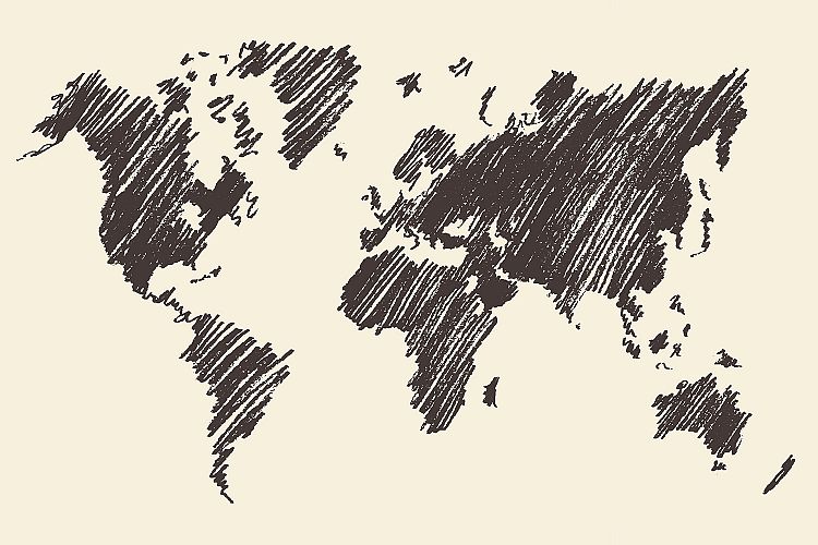 World map contour