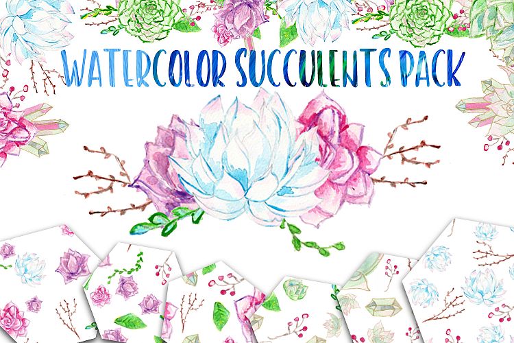 WATERCOLOR SUCCULENTS PACK