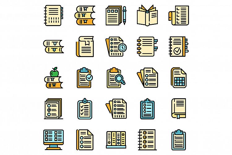 Syllabus icons set vector flat