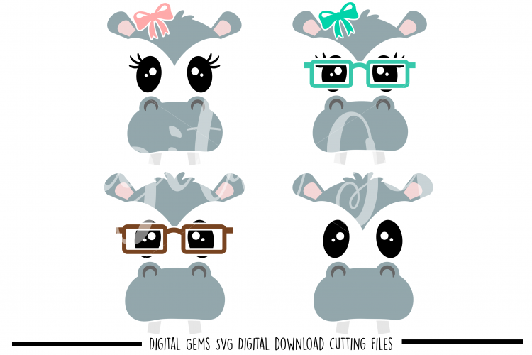 Hippo faces SVG / DXF / EPS / PNG files