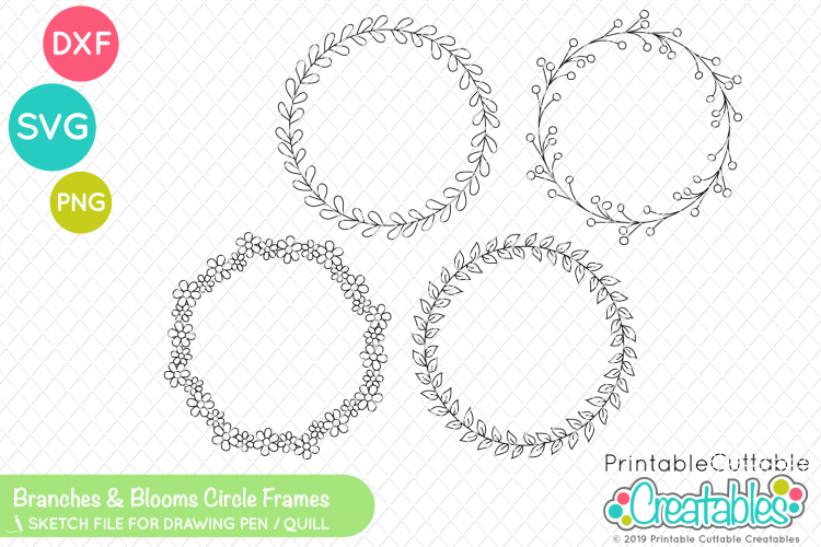 Download Foil Quill Single Line SVG - Branches & Blooms Circle Frames