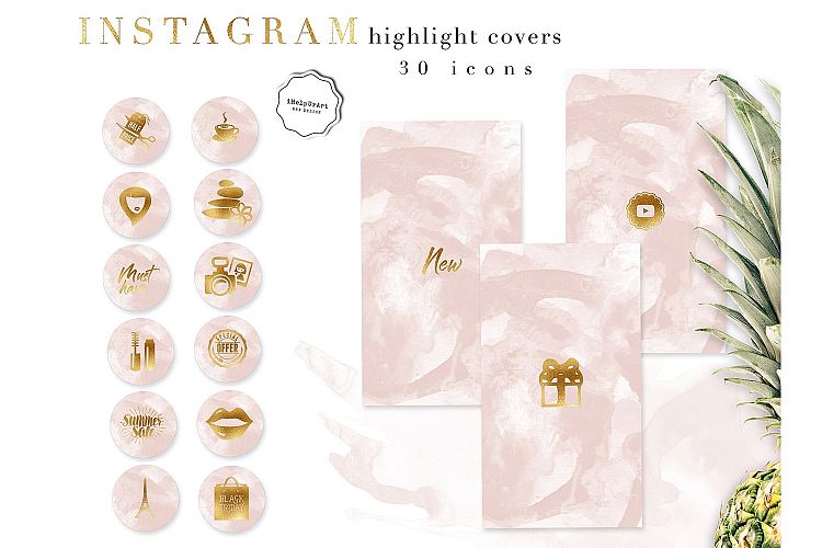 Blush Pink Watercolor Instagram Story Highlight Covers 