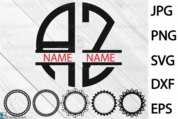 Split 2 Letters Circle Monogram Clip art / Cutting Files 72c