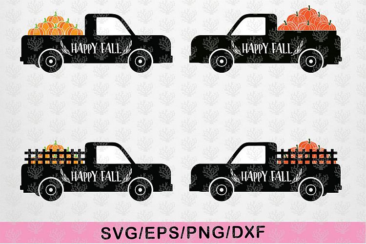 Happy Fall Pumpkin Truck - Halloween SVG EPS DXF PNG Cut