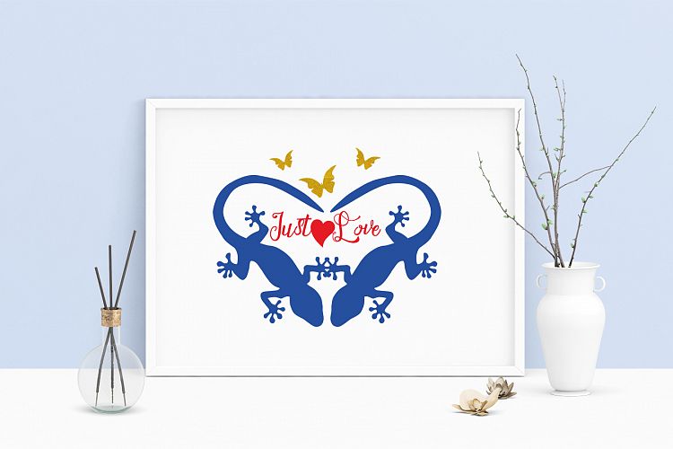 Saying Love Heart Gecko Lizard Salamander Printable Art