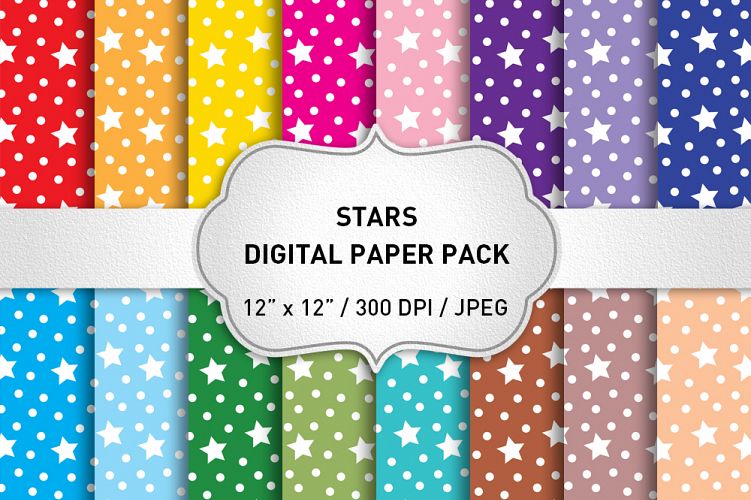 Stars Digital Paper, Stars Background, Christmas Digital Paper, Scrapbooking, Printable, Digital Paper Pack