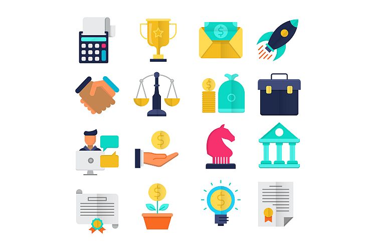 Business flat icons set