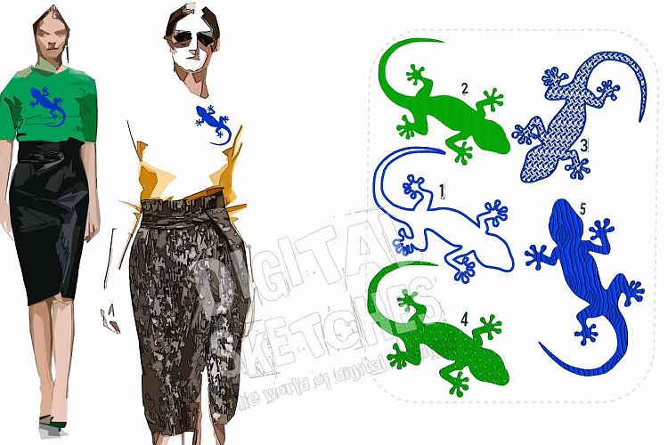 Gecko Lizard Salamander Machine Embroidery Design Set