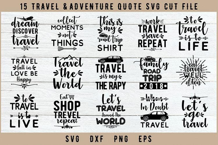 15 Travel Quotes SVG Design Bundle