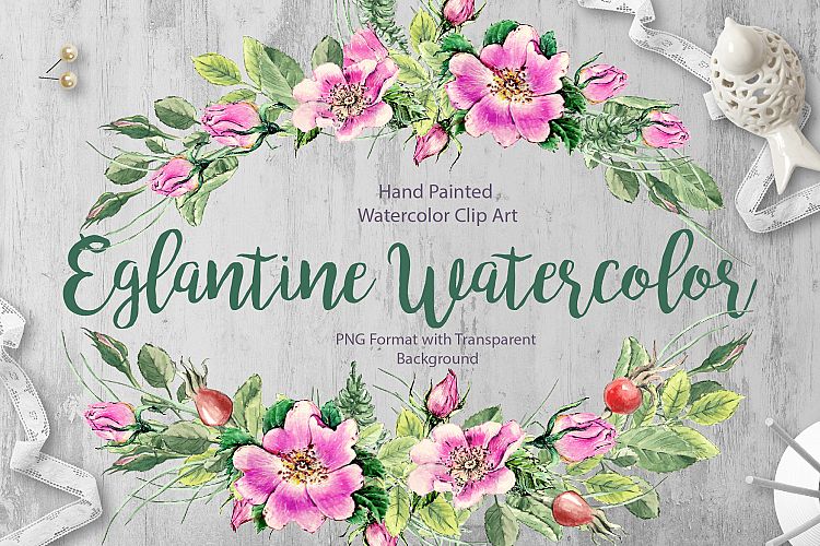 Watercolor flower Clip Art â€“ Eglantine 