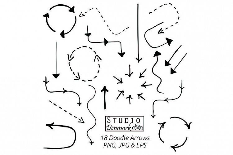 Doodle Arrows Clipart Set - 18 Doodle Arrow