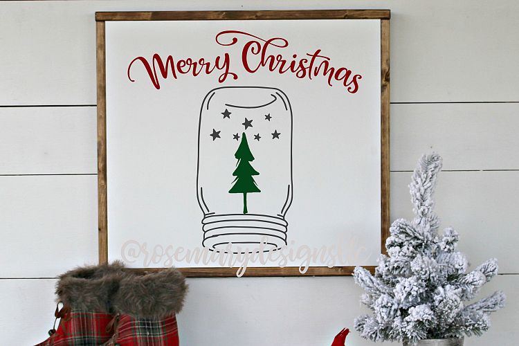Merry Christmas mason jar snow globe - SVG