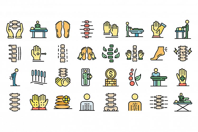 Osteopathy icons set vector flat example image 1